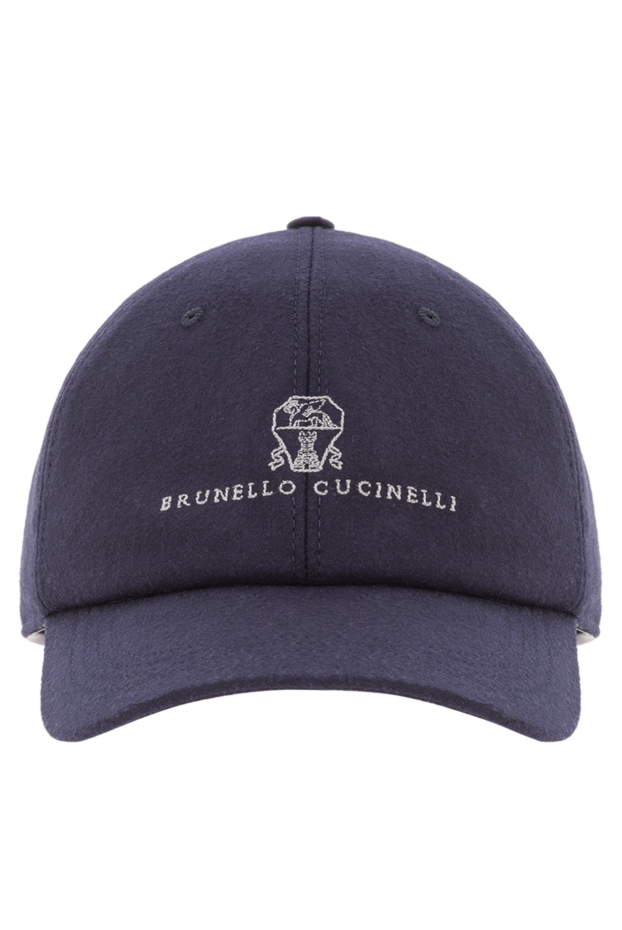 Brunello Cucinelli baseball cap made of natural wool flannel with embroidered logo blue 187978 - photo 1