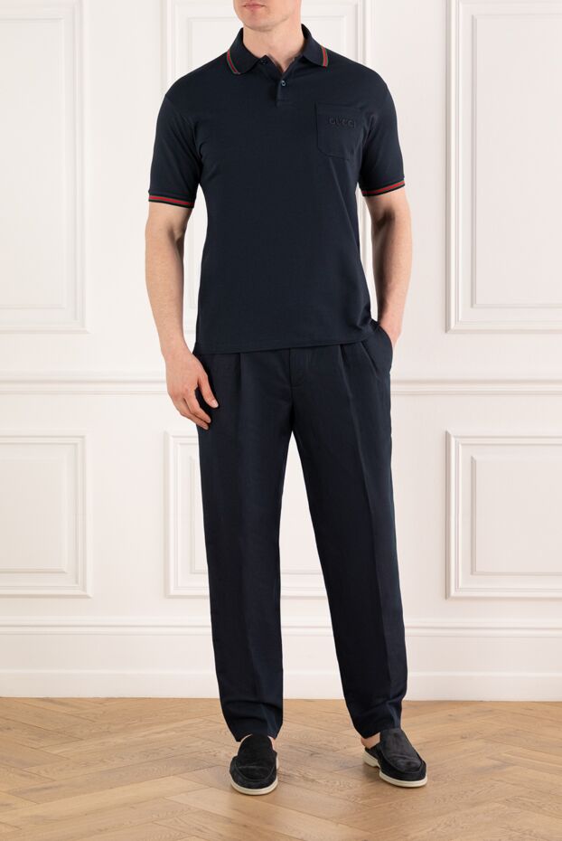 Brunello Cucinelli blue loose tapered twill trousers with double pleats 187980 - photo 2