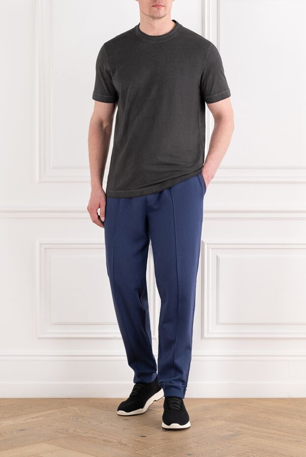 Brunello Cucinelli dark blue track pants with elastic waistband and drawstrings 187986 - photo 2
