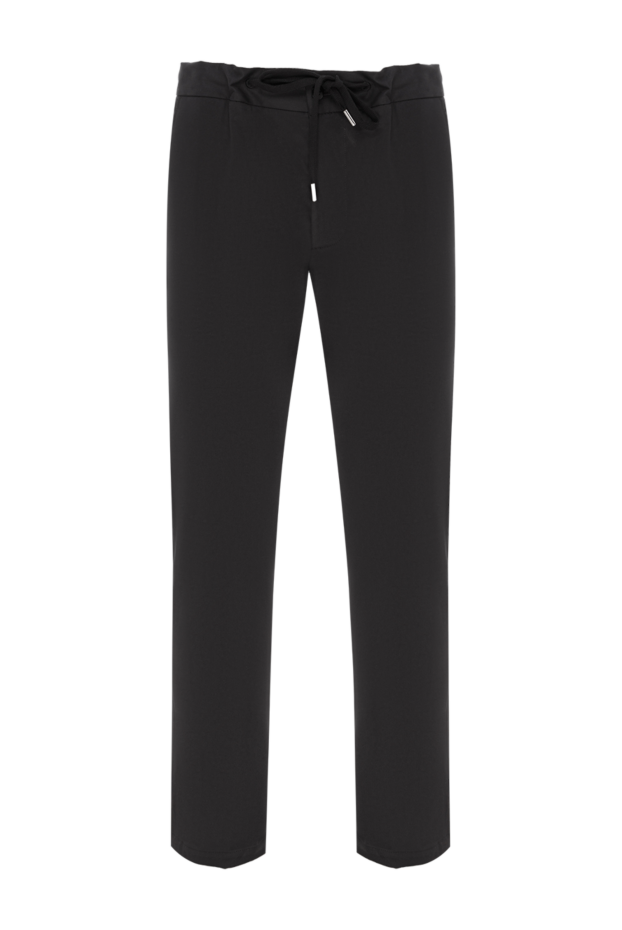 Cesare di Napoli men's black jogop fan trousers with drawstring made of cotton and silk 188002 - photo 1