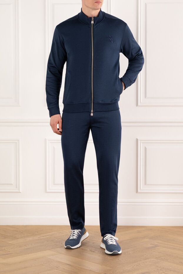 Billionaire dark blue soft cotton suit with a hood and zip-up closure
 188028 - photo 2