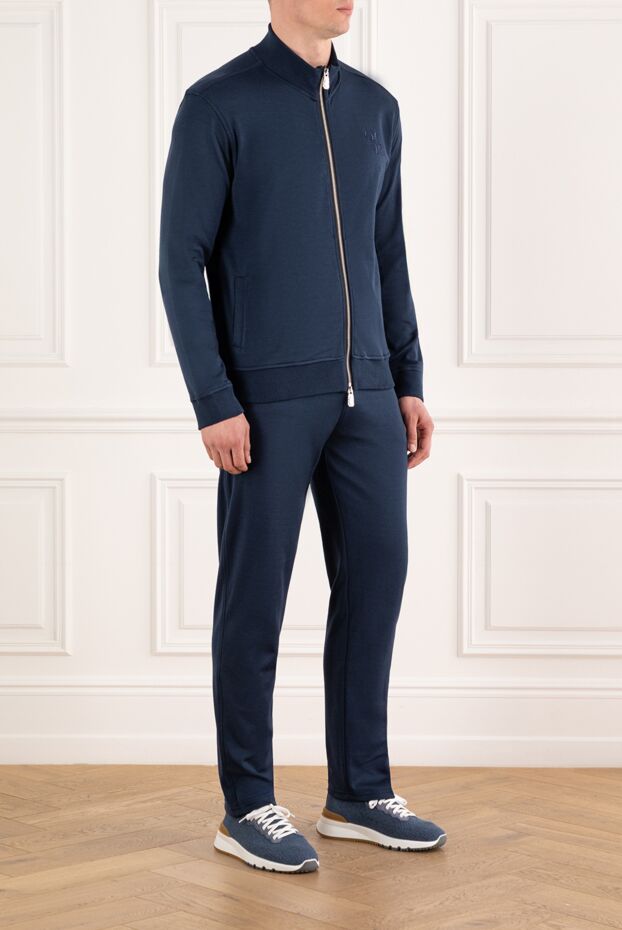 Billionaire dark blue soft cotton suit with a hood and zip-up closure
 188028 - photo 3