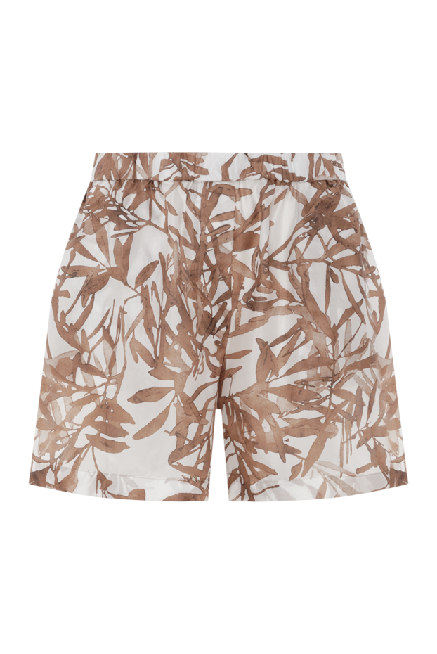 Brunello Cucinelli track shorts in silk pongee with herbarium print beige 188029 - photo 1