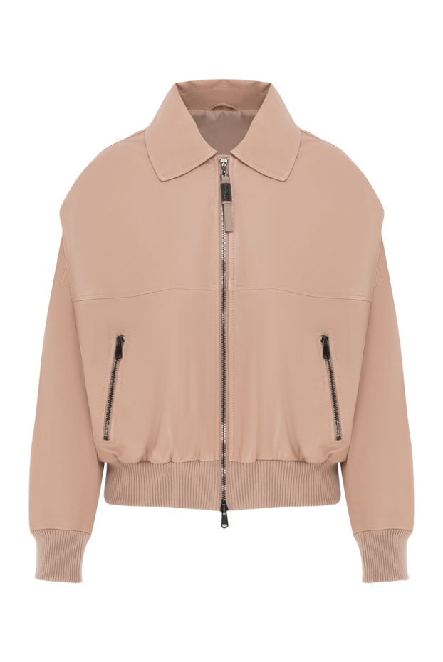 Brunello Cucinelli монили тізбегі бар әйелдер бежевый былғары курткасы 188046 - фото 1