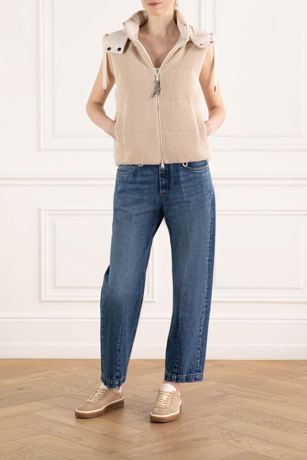 Brunello Cucinelli ағылшын қабырғасында мақта трикотаждан тігілген, көздің жауын алатын мамық кеудеше 188047 - фото 2