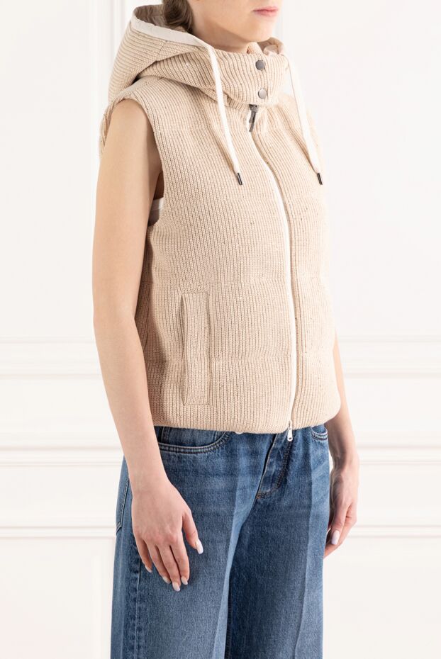 Brunello Cucinelli ағылшын қабырғасында мақта трикотаждан тігілген, көздің жауын алатын мамық кеудеше 188047 - фото 3