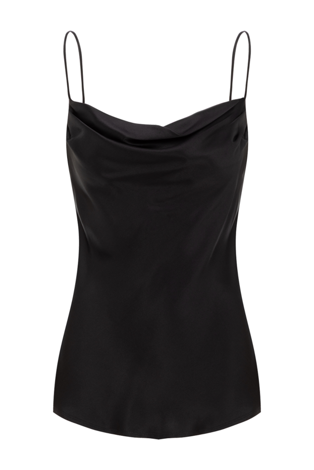Balmain топ из драпированного атласа черный 188078 - фото 1