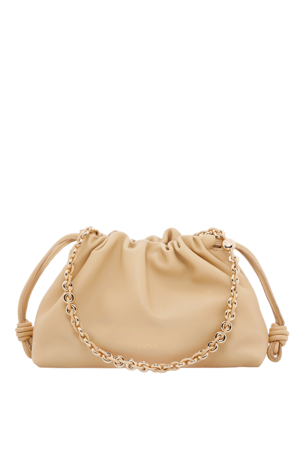 Loewe фламенко орташа жұмсақ қой терісі наппа былғары сөмке сары 188092 - фото 1