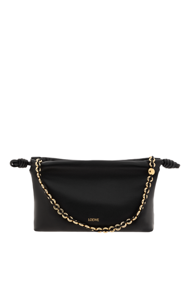 Loewe фламенко орташа жұмсақ қой терісі наппа былғары сөмке қара 188093 - фото 1