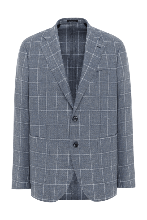 Sartoria Latorre gray-blue checkered jacket for men made of linen and wool 188101 - photo 1