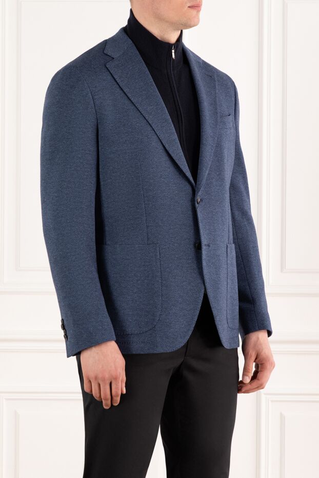 Sartoria Latorre a chunky knit soft fit jacket in a muted blue-grey shade 188108 - photo 3