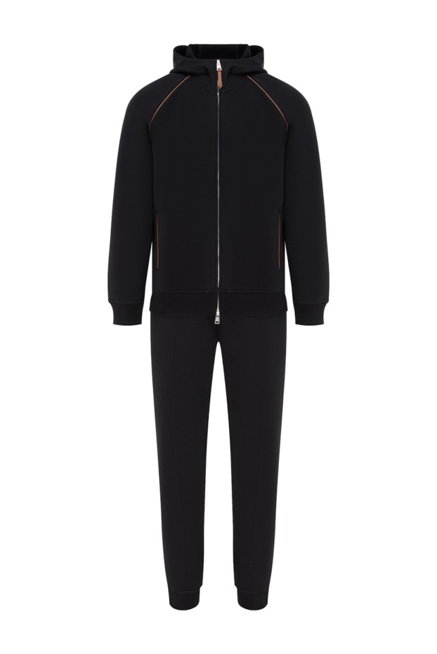 Brunello Cucinelli men's cotton black tracksuit with hood 188131 - photo 1