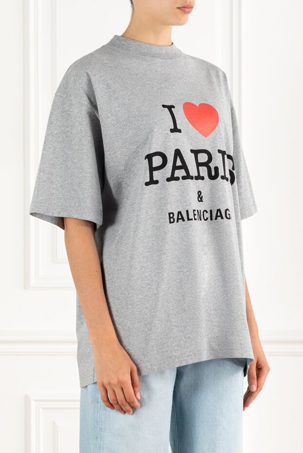 Balenciaga футболка i love paris из серого винтажного джерси 188146 - фото 3