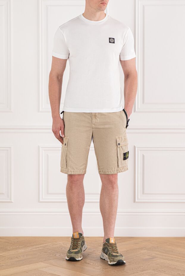 Stone Island шорты-бермуды cargo из хлопкового полотна с начесом 188150 - фото 2