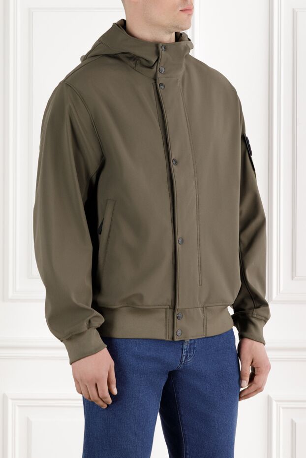 Stone Island жасыл ерлер капюшоны бар жел және су өткізбейтін куртка 188154 - фото 3
