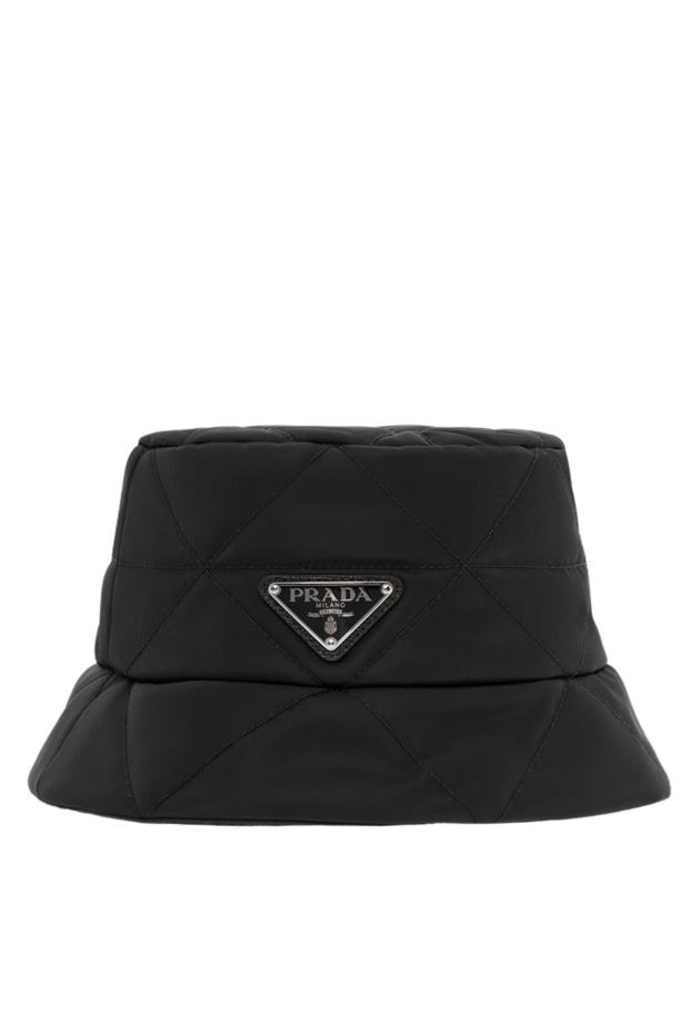 Prada women's quilted panama hat with triangular logo black 188162 - photo 1