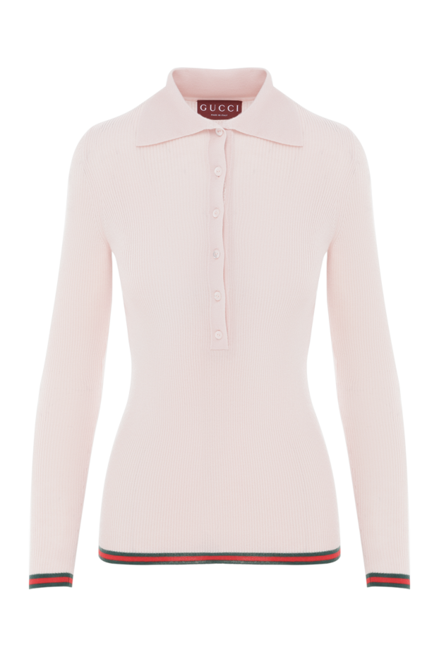 Gucci pink long sleeve polo shirt in extra fine cashmere and ribbed silk 188178 - photo 1