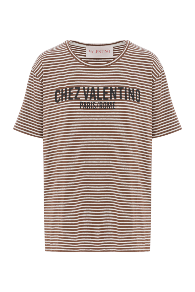 Valentino футболка с принтом chez в коричневую полоску 188183 - фото 1