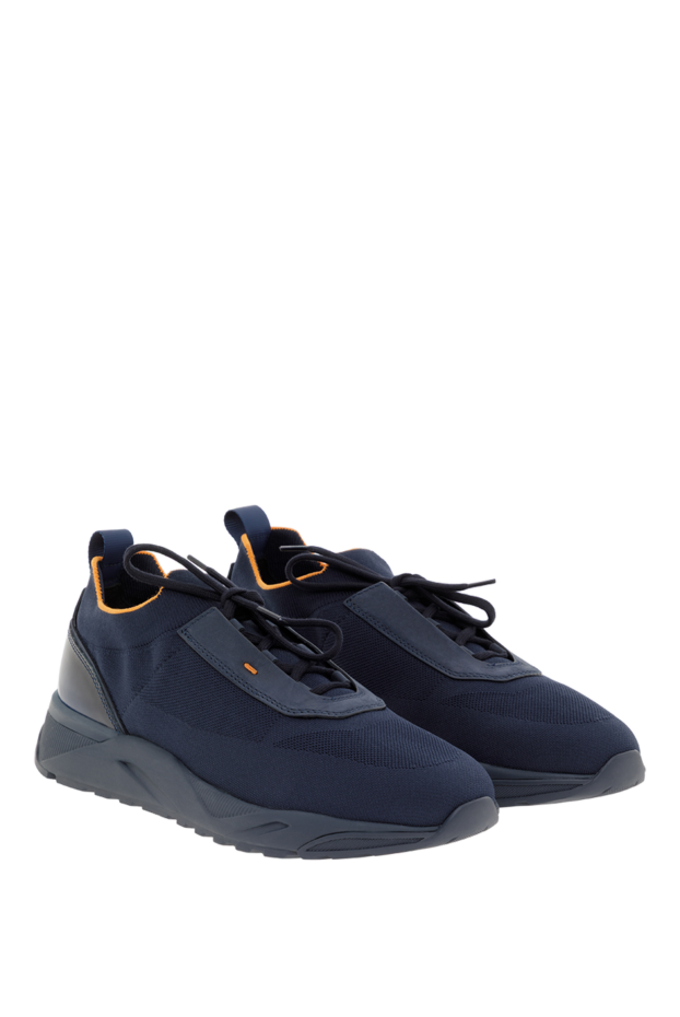 Santoni men's blue sneakers in stretch knit 188197 - photo 3