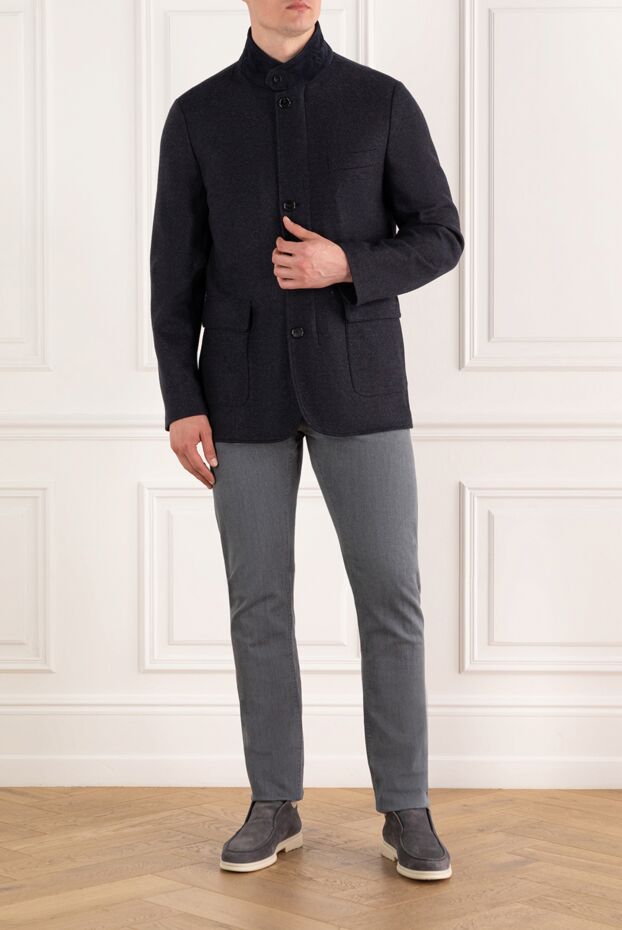 Enrico Mandelli cashmere jacket with stand-up collar blue men's 188240 - photo 2