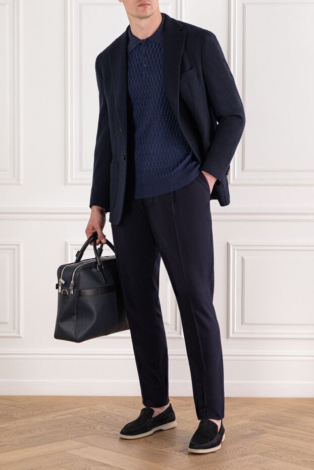 Enrico Mandelli deep blue cashmere jacket with textured surface
 188243 - photo 2