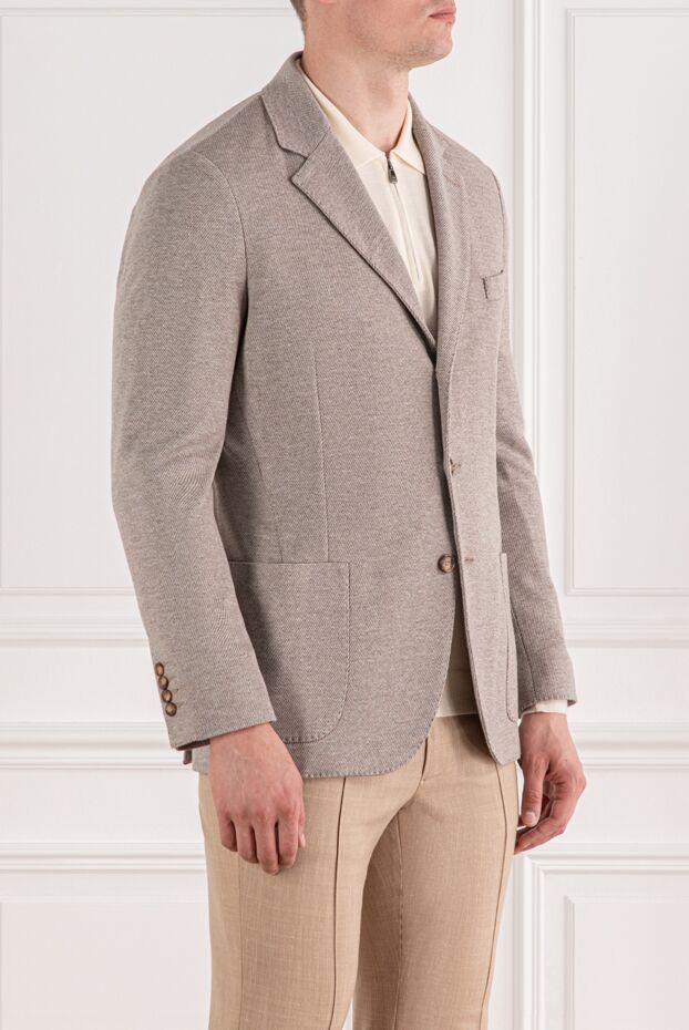 Enrico Mandelli cotton and wool jacket in a diagonal texture with a warm sandy shade
 188260 - photo 3