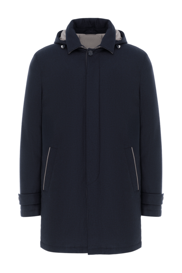 Enrico Mandelli men's medium length blue jacket with hood made of wool and cashmere 188267 - photo 1