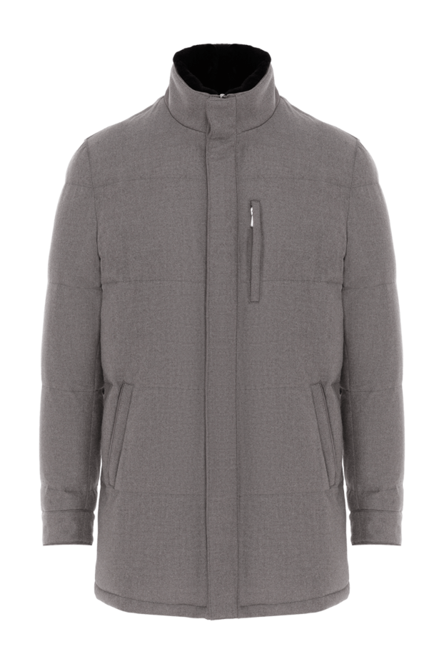 Enrico Mandelli grey men's down jacket made of wool and cashmere with a stand-up collar 188280 - photo 1