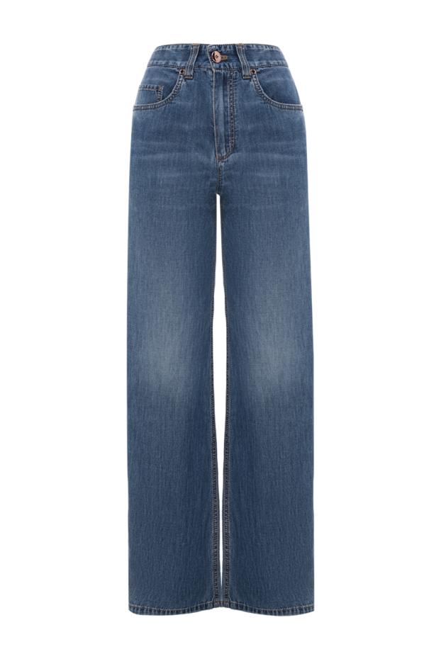 Brunello Cucinelli джинсы женские синие с эффектом потертости 188319 - фото 1