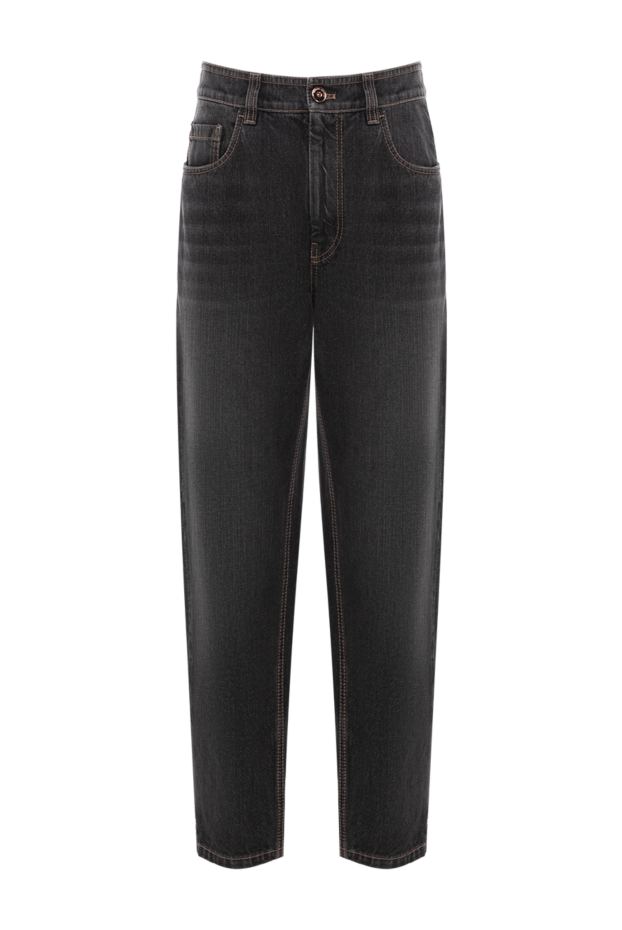 Brunello Cucinelli джинсы женские из хлопка темно-серые 188320 - фото 1