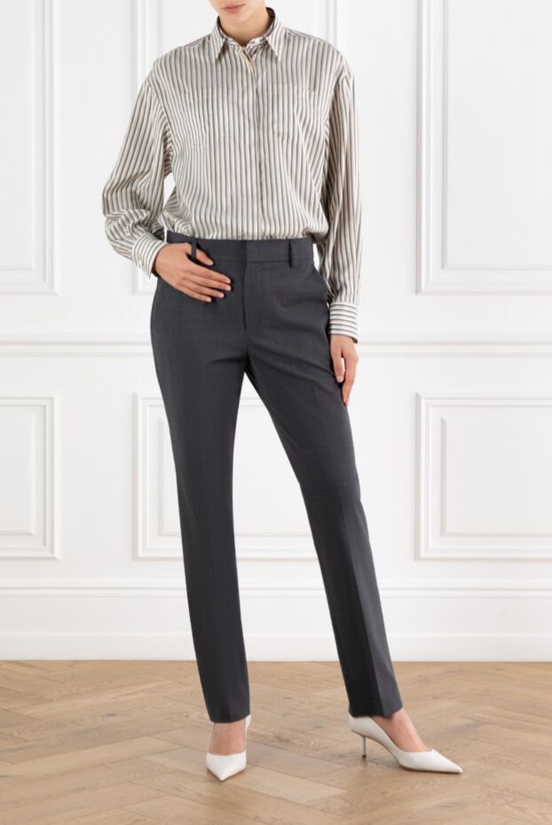 Brunello Cucinelli gray skinny pants with monil chain women's 188331 - photo 2