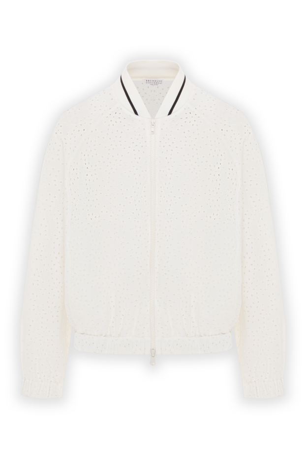 Brunello Cucinelli белый хлопковый бомбер broderie anglaise женский 188343 - фото 1