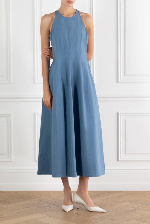 Blue cotton sleeveless dress - photo 2