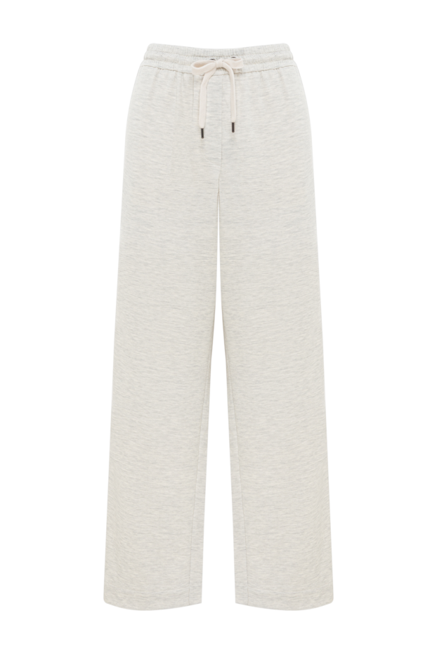 Brunello Cucinelli женские брюки travelwear из серого интерлока на основе хлопка и шелка 188372 - фото 1