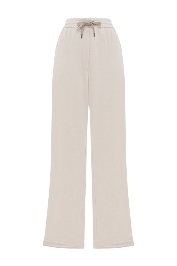 Brunello Cucinelli женские брюки travelwear из бежевого интерлока на основе хлопка и шелка 188373 - фото 1