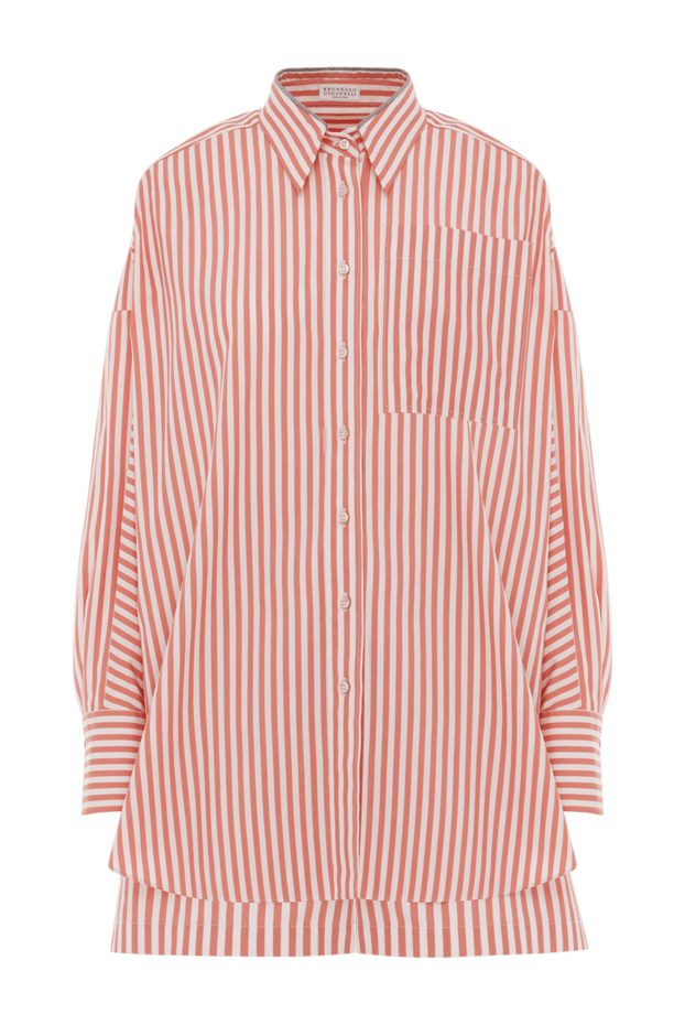 Brunello Cucinelli красный костюм с шортами свободного покроя из хлопка и шелка в полоску 188390 - фото 1