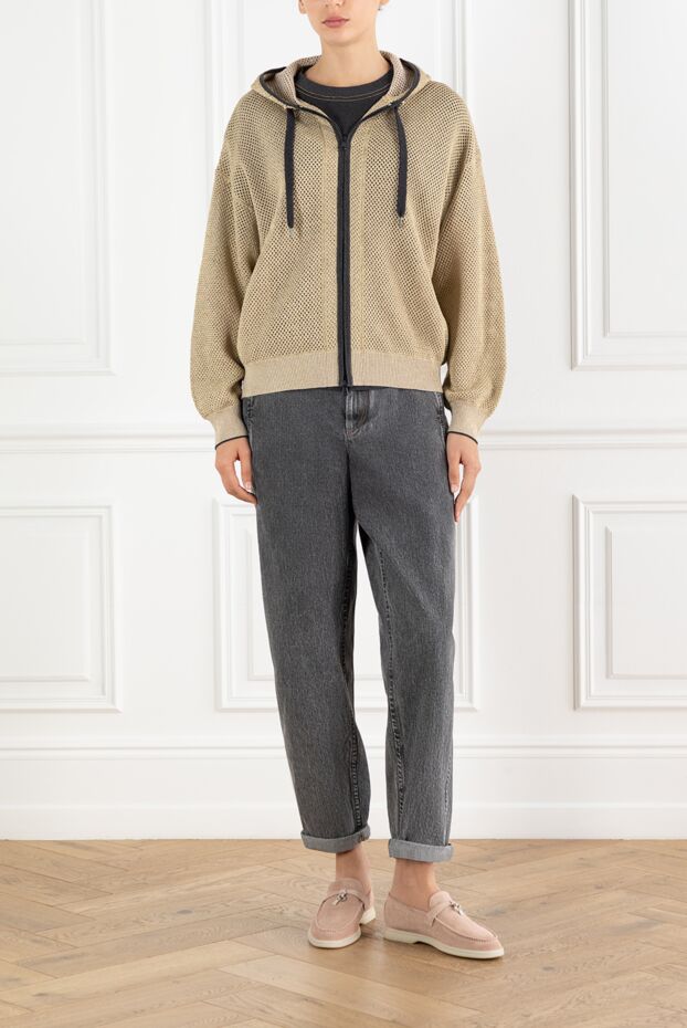 Brunello Cucinelli mesh cardigan with contrast zip and drawstring 188424 - photo 2