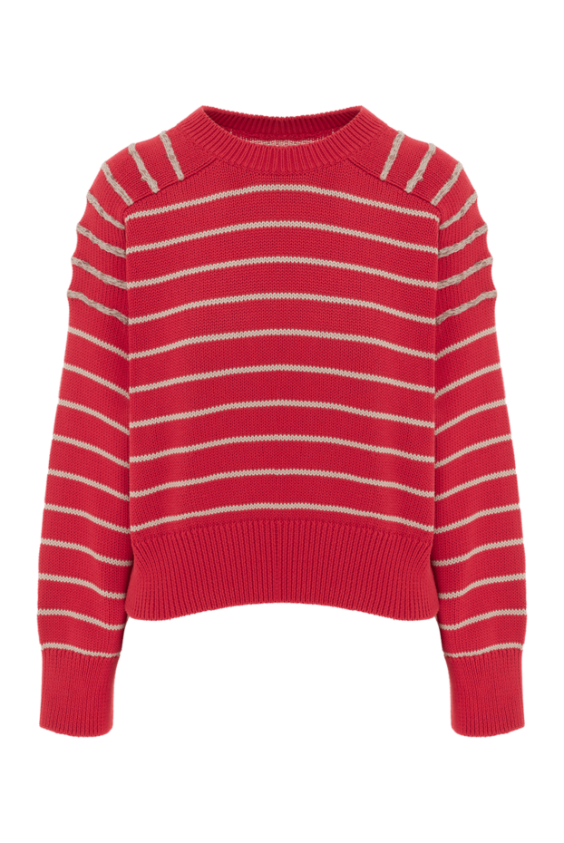 Brunello Cucinelli red striped cotton jumper for women 188432 - photo 1