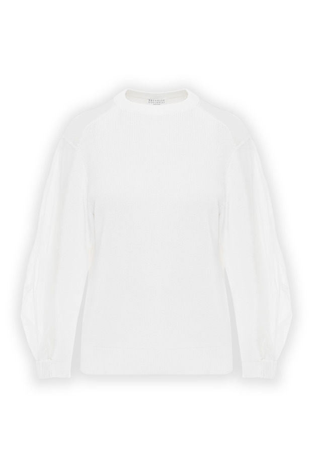 Brunello Cucinelli white ribbed cotton jumper 188435 - photo 1