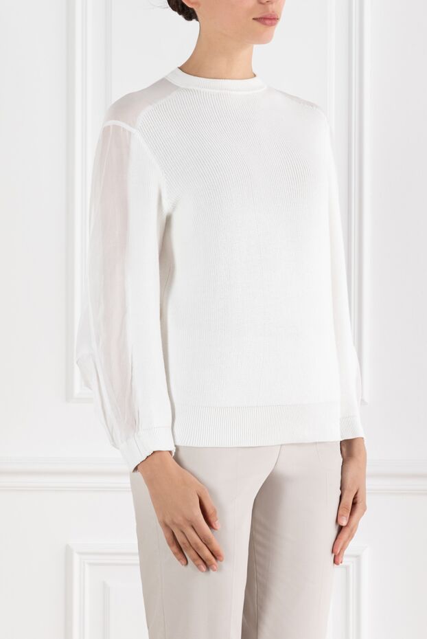 Brunello Cucinelli white ribbed cotton jumper 188435 - photo 3