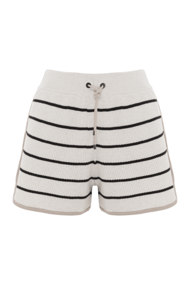 Brunello Cucinelli полосатые трикотажные шорты на завязке из хлопка женские 188482 - фото 1
