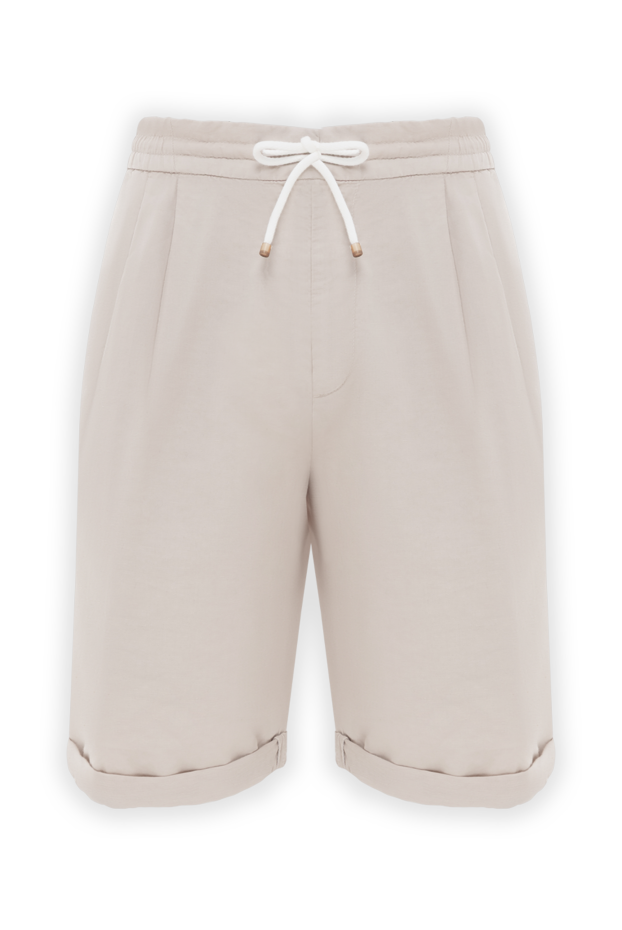 Brunello Cucinelli beige men's linen and cotton shorts with drawstring and cuffs 188689 - photo 1
