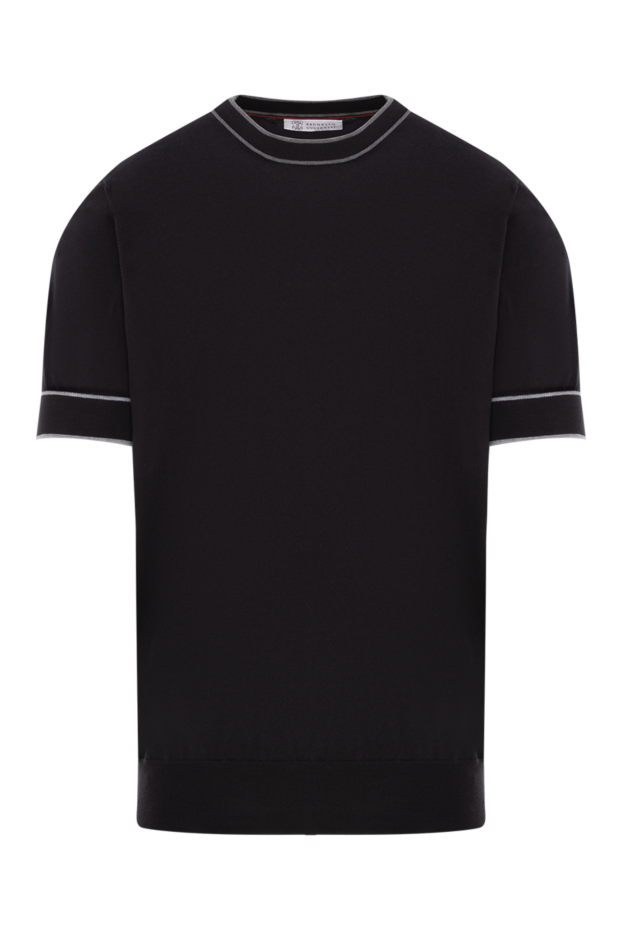 Brunello Cucinelli black men's t-shirt with contrasting cotton trim 188697 - photo 1
