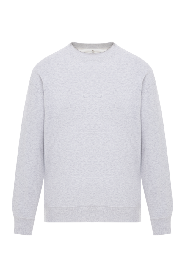 Classic men's sweatshirt in grey melange cotton - photo 1