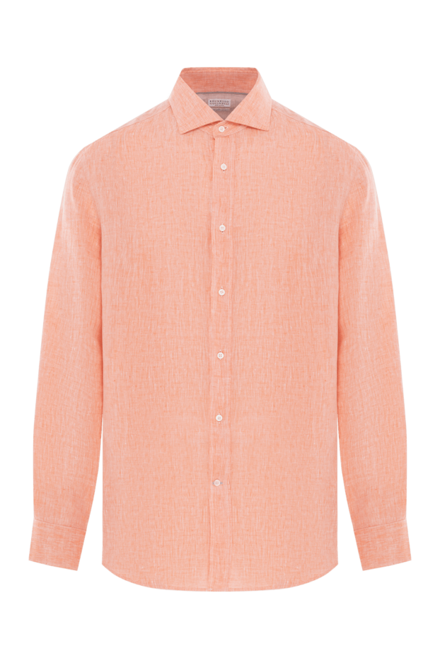 Brunello Cucinelli orange men's linen shirt 188724 - photo 1