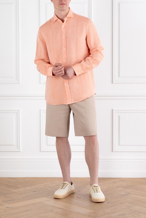 Brunello Cucinelli orange men's linen shirt 188724 - photo 2