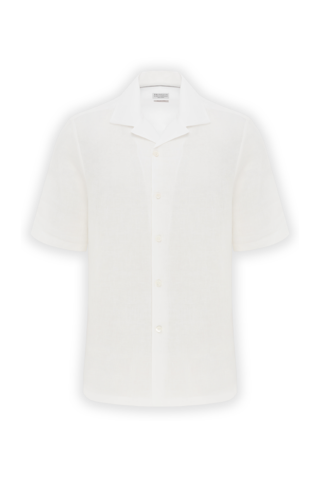 Brunello Cucinelli men's white linen polo shirt with buttons 188734 - photo 1