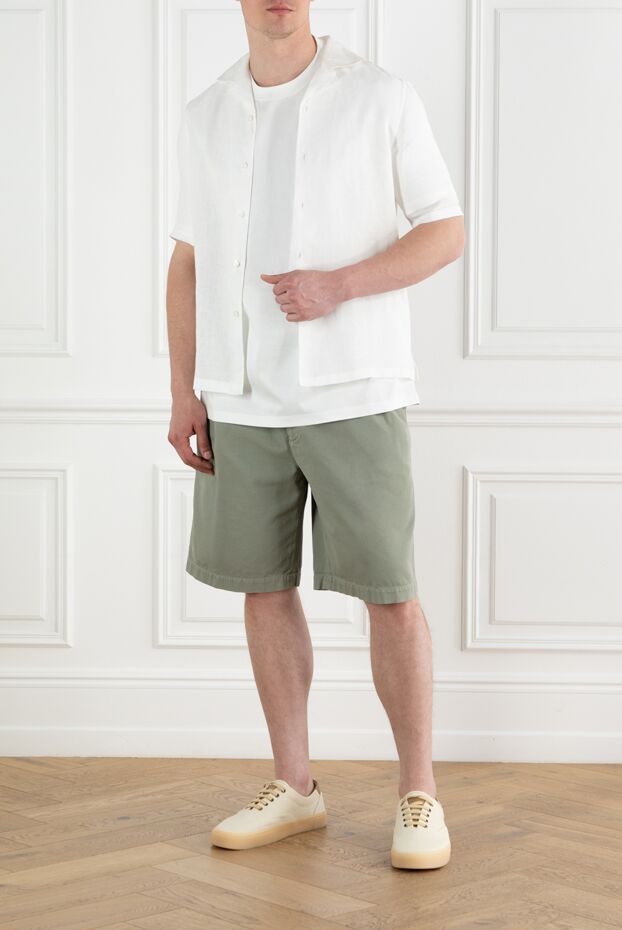 Brunello Cucinelli men's white linen polo shirt with buttons 188734 - photo 2