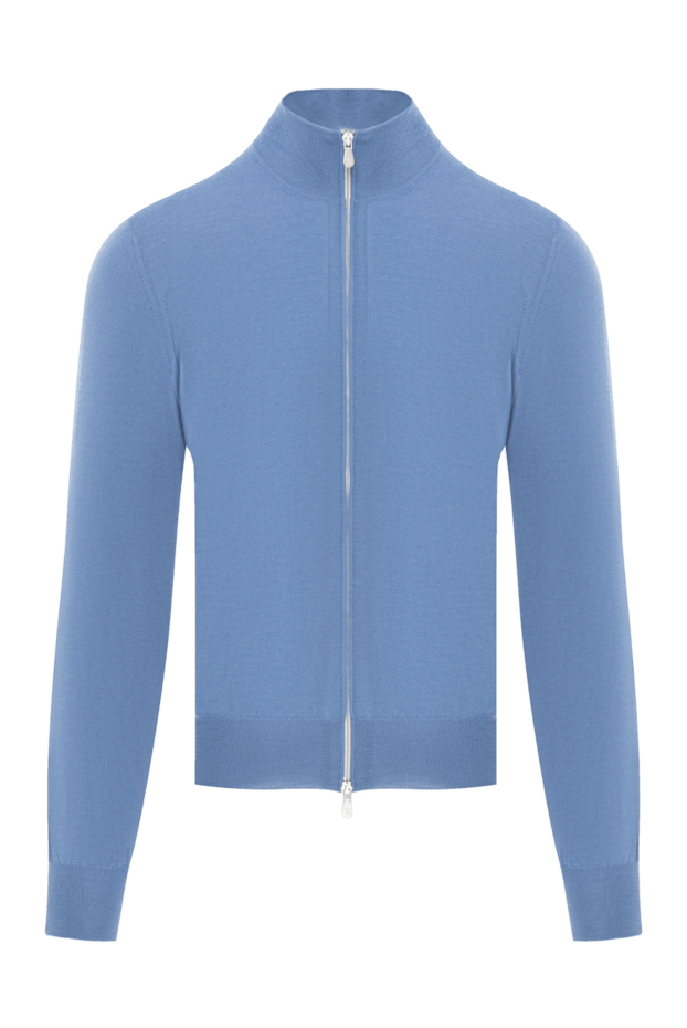 Brunello Cucinelli men's knitted cardigan in blue with a zipper made of cashmere 188760 - photo 1