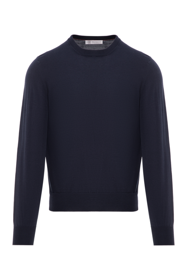 Brunello Cucinelli джемпер с длинным рукавом синий мужской из хлопка 188781 - фото 1